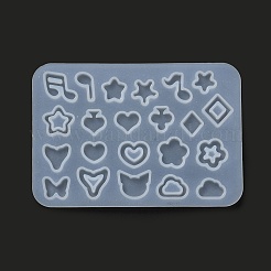 Diy スター/ハート/花/音符シェーカー フィラー シリコン流砂金型  レジン型  UVレジン用  エポキシ樹脂工芸品作り  混合模様  87x60x3.5mm  内径：6~12x6.5~12mm&nbsp;X-DIY-G079-03B