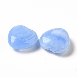透明なアクリルビーズ  ツートン  ハート  コーンフラワーブルー  15x15.5x6.5mm  穴：1.4mm  約：480個/ 500 G&nbsp;OACR-Z005-16D