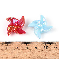 UVメッキ不透明アクリルビーズ  虹色の  風車  ミックスカラー  20x20x11.5mm  穴：2.8mm  約312個/500g&nbsp;OACR-N143-09