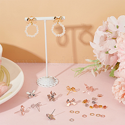 Bowknot Shapes Brass Stud Earring Findings&nbsp;KK-AN0001-09