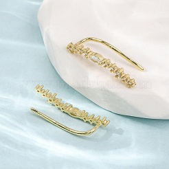 Brass Micro Pave Cubic Zirconia Stud Crawler Earrings&nbsp;KK-CBAA351-01G
