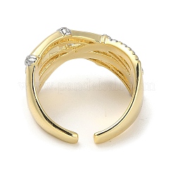 Rack Plating Brass Micro Pave Cubic Zirconia Cuff Finger Rings for Women&nbsp;RJEW-C114-16H-G