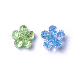 樹脂カボション  スパンコール入り  花  ミックスカラー  12x6.5mm&nbsp;RESI-F017-07