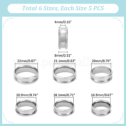 30Pcs 6 Size 201 Stainless Steel Grooved Finger Ring Settings&nbsp;RJEW-UN0002-82P