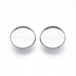 304ステンレススチールブローチカボションセッティング  フラットラウンド  ステンレス鋼色  19.5mm  トレイのサイズ：18mm&nbsp;STAS-E547-08D-P
