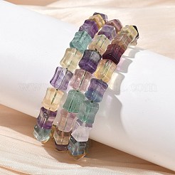 天然蛍石ビーズのブレスレット  女性用ストレッチブレスレット  コラム  ビーズ：9~10x8~8.5mm  内径：2-3/8インチ（6.1cm）&nbsp;G-H332-12