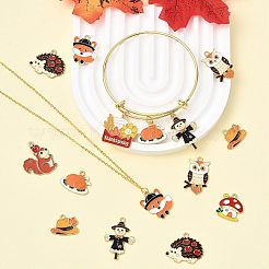 感謝祭テーマの合金エナメルペンダント20個、10スタイル  カドミウムフリー＆鉛フリー  ライトゴールド  混合図形  14.5~28x8~26x1~2mm  穴：1.6~1.7mm  2個/スタイル&nbsp;FIND-FS0004-84