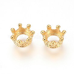 316サージカルステンレススチールヨーロピアンビーズ  大穴ビーズ  クラウン  ゴールドカラー  10x5.5mm  穴：5mm&nbsp;STAS-F195-073G