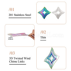 2Pcs 2 Colors 201 Stainless Steel Connector Charms/Links&nbsp;STAS-TA0005-63