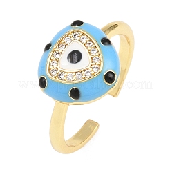 Brass Micro Pave Cubic Zirconia Cuff Open Rings for Women&nbsp;RJEW-K264-16G-01