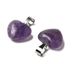 天然石アメジストペンダント  プラチナブラスループ付き  腫れた心  18~19x15~15.5x7~10mm  穴：6x2.5~3mm&nbsp;G-I311-A18
