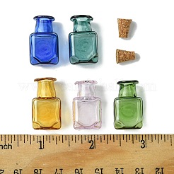 10Pcs 5 Colors Square Glass Cork Bottles Ornament&nbsp;GLAA-FS0001-72