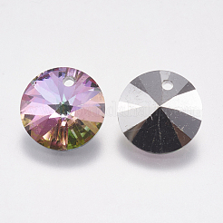 カット加工ガラスラインストーンチャーム  模造オーストリアのクリスタル  コーン  火山  6x3mm  穴：1mm&nbsp;RGLA-F049-6mm-001VO