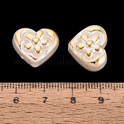 ABSプラスチックパール調ビーズ  ゴールドライン入り  ハート＆フラワー  乳白色  14x17x9.5mm  穴：2.4mm  約442個/500g&nbsp;PL-N007-36