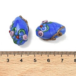 手作りランプワークビーズ  ライスウィットフラワー  ブルー  23x12~13mm  穴：1.6mm&nbsp;LAMP-J089-D08-A-1