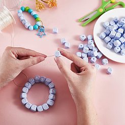 20Pcs Blue Cube Letter Silicone Beads 12x12x12mm Square Dice Alphabet Beads with 2mm Hole Spacer Loose Letter Beads for Bracelet Necklace Jewelry Making&nbsp;JX434M