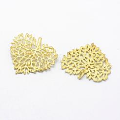 真鍮チャーム  鉛フリー＆カドミウムフリー＆ニッケルフリー  ハート  生（メッキなし）  28x30x1.5mm  穴：2x3.5mm&nbsp;KK-F721-104C-RS