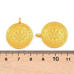 合金ペンダント  お守りのチャームが付いたフラットラウンド  ゴールドカラー  26.5x22.5x3mm  穴：2.7mm&nbsp;FIND-A063-02G