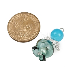 2Pcs 2 Colors Baking Paint Imitation Jade Glass Pendants&nbsp;PALLOY-JF04387