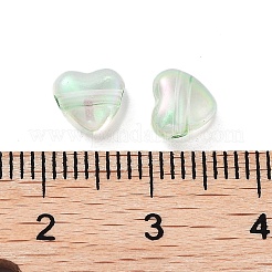 透明なアクリルビーズ  ABカラー  ハート  淡緑色  6x7x3.5mm  穴：1.2mm&nbsp;OACR-Q196-08E