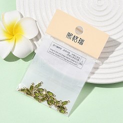 シェグレース 真鍮 パヴェ キュービックジルコニア 長方形コネクターチャーム  カドミウムフリー＆ニッケルフリー＆鉛フリー  長持ちメッキ  18KGP本金メッキ  オリーブドラブ  11x3x1.5mm  穴：1mm＆1.2mm&nbsp;XGRQ2O986-445D-G