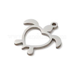変色しない201ステンレススチールペンダント  レーザー切断  ステンレス鋼色  カメ  14x13x1mm  穴：1mm&nbsp;STAS-E206-04P-03