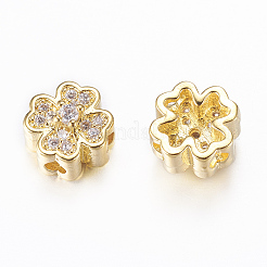 Rack Plating Brass Micro Pave Cubic Zirconia Beads&nbsp;ZIRC-A006-04G-02