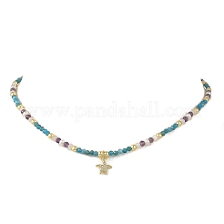 2Pcs 2 Styles Ocean Brass Micro Pave Clear Cubic Zirconia Starfish and Turtle Pendant Necklaces&nbsp;NJEW-JN06429