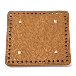 イミテーションpuレザーボトム  丸い角と合金のブラッドを備えた正方形  ライチ粒  バッグ交換用アクセサリー  キャメル  14.1x14.1x0.4~1.1cm  穴：5mm&nbsp;FIND-M001-06A