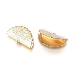 真鍮製カシメリボン止めエンドパーツ  テクスチャ  半円  ゴールドカラー  25x14x8~9mm  穴：3x1.5mm&nbsp;X-KK-G380-02G