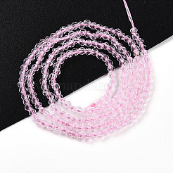 透明ガラスビーズ連売り  多面カットラウンド  パールピンク  2.3x2mm  穴：0.8mm  約145~150個/連  34~35cm&nbsp;GLAA-H021-03-22