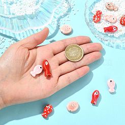 12個 8種類の手作り磁器ビーズ  魚  ファミーユは磁器バラ  レッド  17~25x10~20.5x5.5~8mm  穴：1.8~2mm&nbsp;PORC-FS0001-61