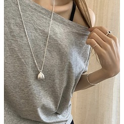 女性用真鍮製ラッキーバッグペンダントネックレス  銀  23.62~27.56インチ（60~70cm）&nbsp;WG71C2B-01