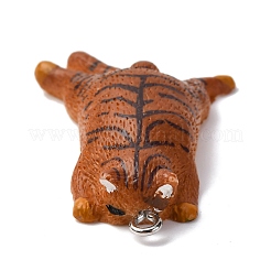 不透明樹脂ペンダント  犬  プラチナ鉄ループ付き  チョコレート  44.5x26.5x9mm  穴：2mm&nbsp;CRES-D309-03P-C