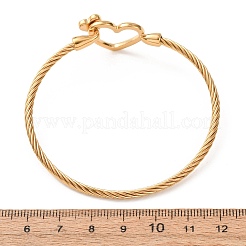 304ステンレススチール製クリスタルラインストーンハートカフバングル（女性用）  ゴールドカラー  内径：2.28インチ（5.8cm）&nbsp;SA-CBA2192-06G