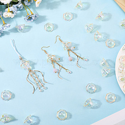 60 個の UV メッキアクリルビーズキャップ  花  透明  24x15.5mm  穴：3mm  内径：16.5mm&nbsp;PACR-SC0001-07