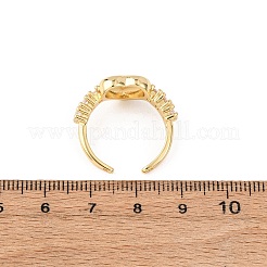 Adjustable Brass Micro Pave Cubic Zirconia Cuff Rings for Women&nbsp;RJEW-B139-02G