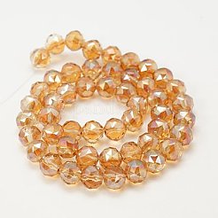 電気メッキガラスビーズセット  フルパール光沢メッキ  多面カット  ラウンド  チョコレート  8mm  穴：1mm&nbsp;EGLA-J015-8mm-WLS01