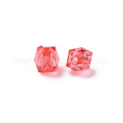 透明なアクリルビーズ  多面カット  正方形  レッド  5.5x5.5x5.5mm  穴：1.8mm  約1022個/114g&nbsp;LS-MACR-S373-112A-B01