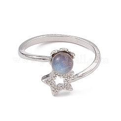 Natural Labradorite Cuff Rings&nbsp;RJEW-G273-05P-01