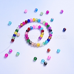 スプレーペイントクラックルガラスビーズ  ラウンド  ミックスカラー  6mm  穴：1.3~1.6mm  約100PCS /カラー  24色  2400個/箱&nbsp;CCG-YW0001-02-6mm