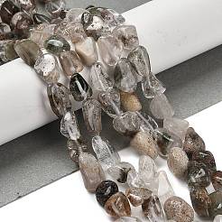 天然グリーンロドライトクォーツビーズ連売り  ナゲット  タンブルストーン  7~13x4.5~10x4.5~10mm  穴：1.2mm  約44~46個/連  15.08~16.14インチ（38.3~41cm）&nbsp;G-P497-01E-05