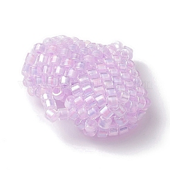 シードビーズ ビーズチャーム  ハートペンダント  プラム  21.5x22x8mm  穴：4mm&nbsp;PALLOY-MZ00262-02