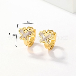 Butterfly 201 Stainless Steel Acrylic Shell Hoop Earrings for Women&nbsp;JF2774-1