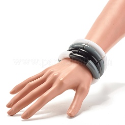 Opaque Chunky Acrylic Curved Tube Beads Stretch Bracelets for Men Women&nbsp;BJEW-JB07317