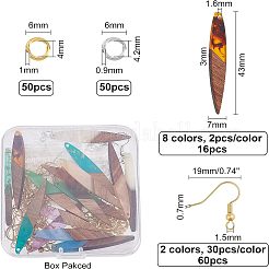 木の葉と馬の目のイヤリング（8ペア）をDIYで作る  ペンダント入り  真鍮のピアスフックと丸カン  ゴールデン＆シルバー  ペンダント：16個&nbsp;DIY-FH0001-98