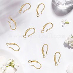 304ステンレススチールピアスフック20個  開ループあり  18KGP本金メッキ  18.5x9.5mm  穴：2mm  ピン：0.9mm&nbsp;STAS-BBC0008-77