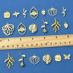 22本11スタイルアロイペンダント  混合形状チャーム  ゴールドカラー  12~36x8.5~26x1~7mm  穴：1.4~2mm  2個/スタイル&nbsp;FIND-FS0003-13