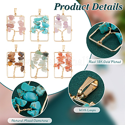 12Pcs 6 Styles Natural Mixed Gemstone Chip Pendants&nbsp;FIND-PH0021-37