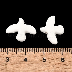 手作りの陶器ビーズ  平和の鳩  光沢釉の磁器  ホワイト  17~17.5x13.5~14x4.5~5mm  穴：1.6~1.8mm&nbsp;X-PORC-D013-01L